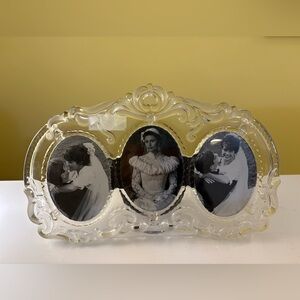 "New" Vintage Mikasa Princess Triple Oval Frosted Glass Frame